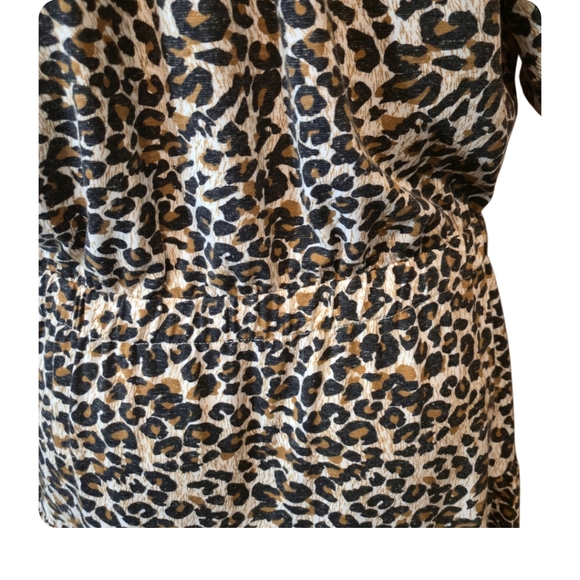 CHELSEA AND VIOLET Leopard Linen Blend Dress Flutter Sleeve Drop Waist Medium‎ - Picture 7 of 15